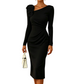 Dames midi-jurk met geplooide details en 3D-rozen