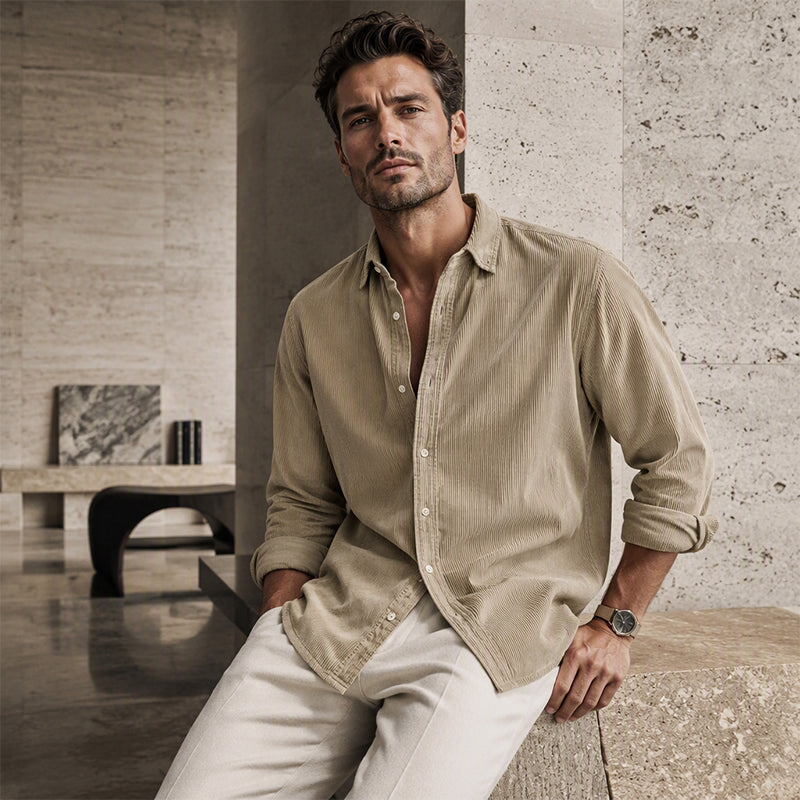 🤎💥Casueel corduroy overhemd met knopen voor heren🔥Limited aanbieding