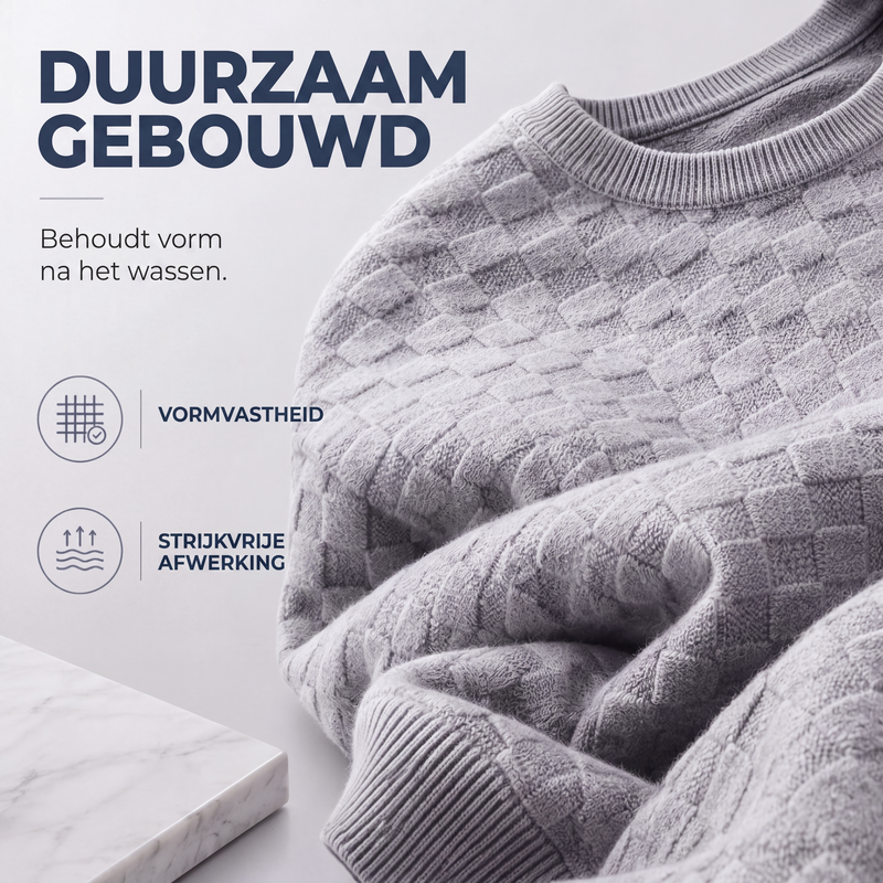 Sweatshirt met ronde hals en dambordprint voor heren