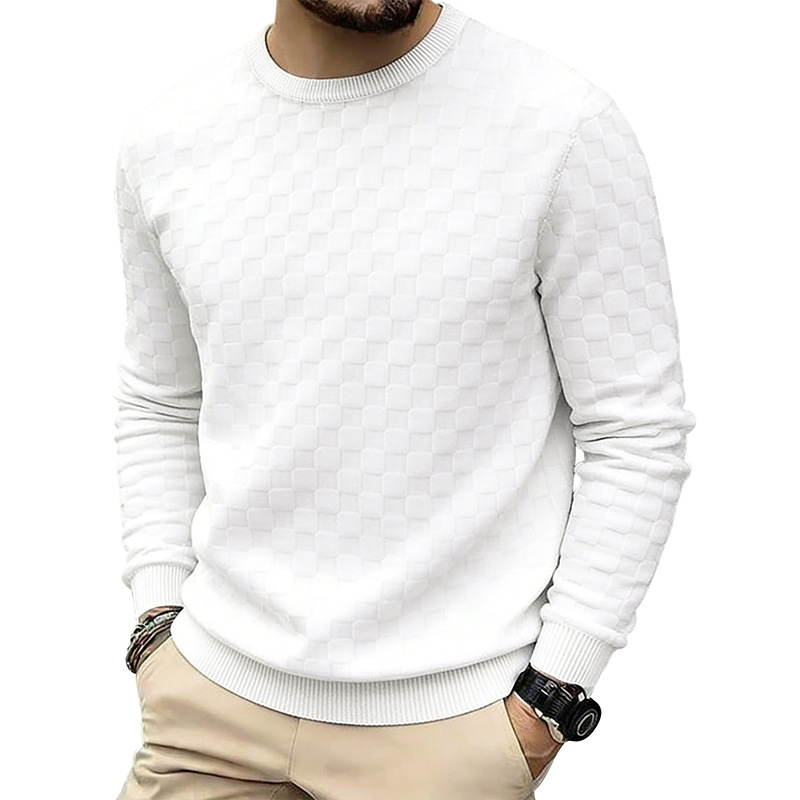 Sweatshirt met ronde hals en dambordprint voor heren