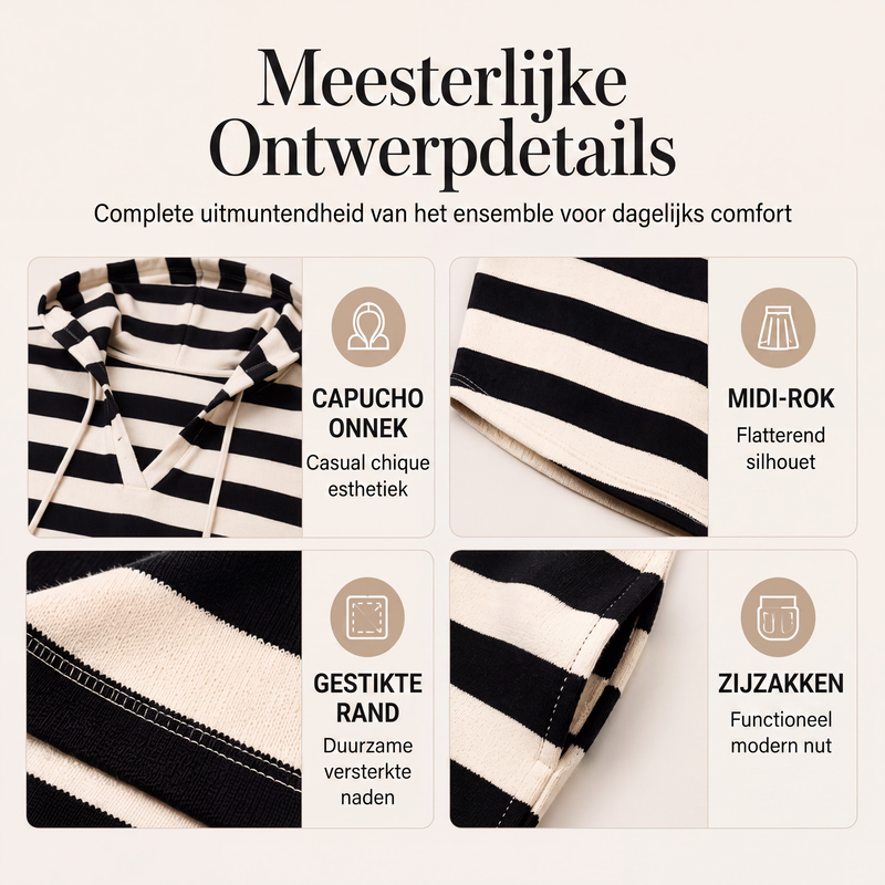 🔥 Tijdelijke Aanbieding ✨ Dames Gestreepte Hoodiejurk 👗 Casual Comfort, Trendy Strepen & Relaxte Pasvorm