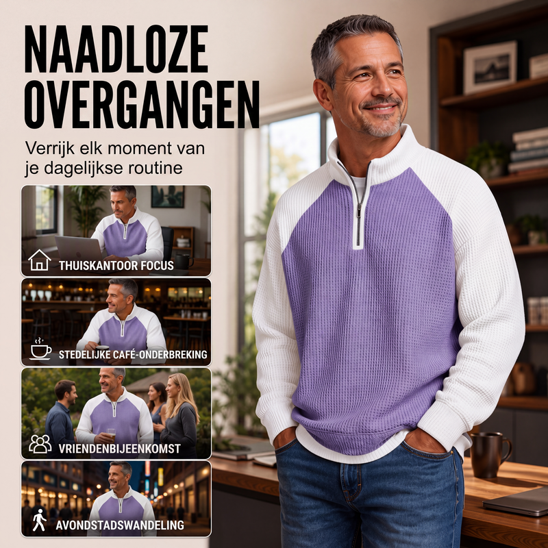 🔥 Tijdelijke Aanbieding ✨ Heren Wafelgebreid T-Shirt met Kwartrits 👕 Ademend Comfort, Moderne Look & Perfecte Casual Fit