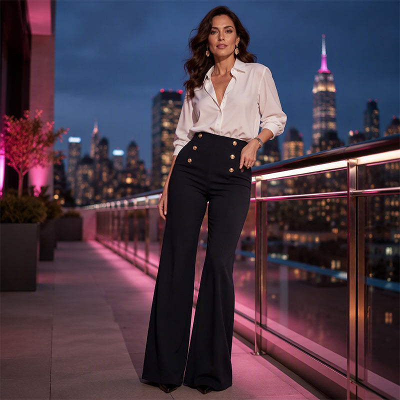 🔥 Tijdelijke Aanbieding ✨ Dames Elastische Wijde Pijpen Broek 👖 Flatterende Pasvorm, Ultiem Comfort & Elegante Look