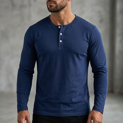 🔥 Tijdelijke Aanbieding ✨ Heren Henley Shirt met Lange Mouwen 👕 Ronde Hals met Knopen, Comfortabele Fit & Tijdloze Casual Stijl