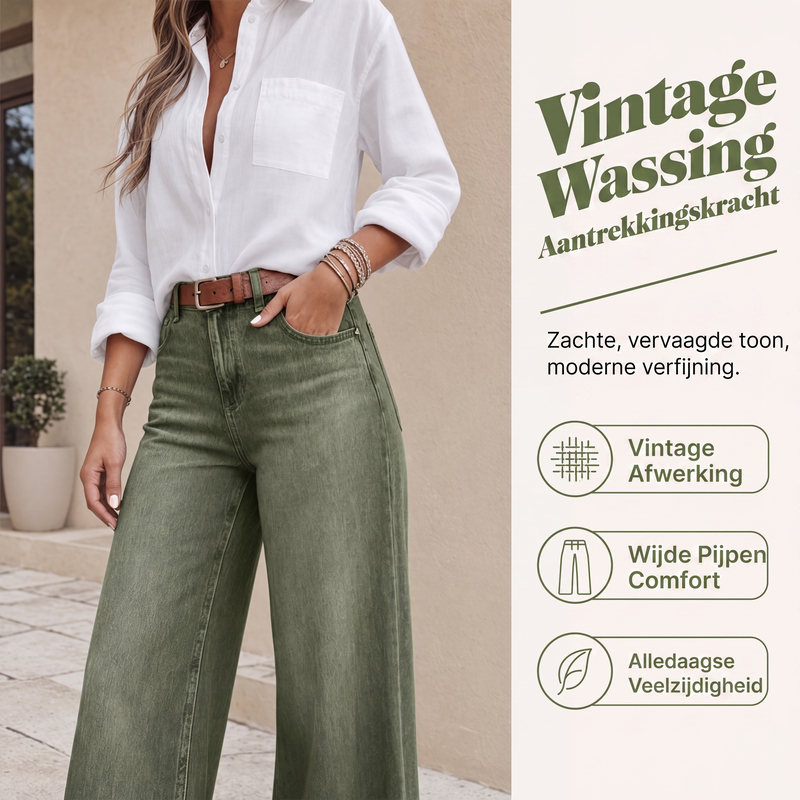 🔥 Tijdelijke Aanbieding ✨ Dames Beenverlengende Wide Leg Jeans 👖 Hoge Taille, Optisch Langere Benen & Trendy Pasvorm