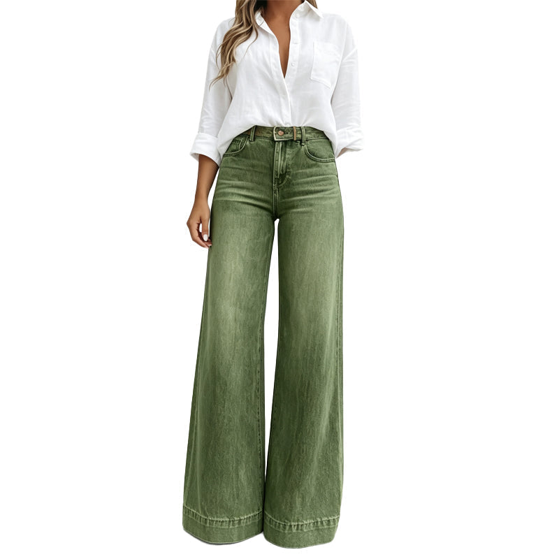 🔥 Tijdelijke Aanbieding ✨ Dames Beenverlengende Wide Leg Jeans 👖 Hoge Taille, Optisch Langere Benen & Trendy Pasvorm