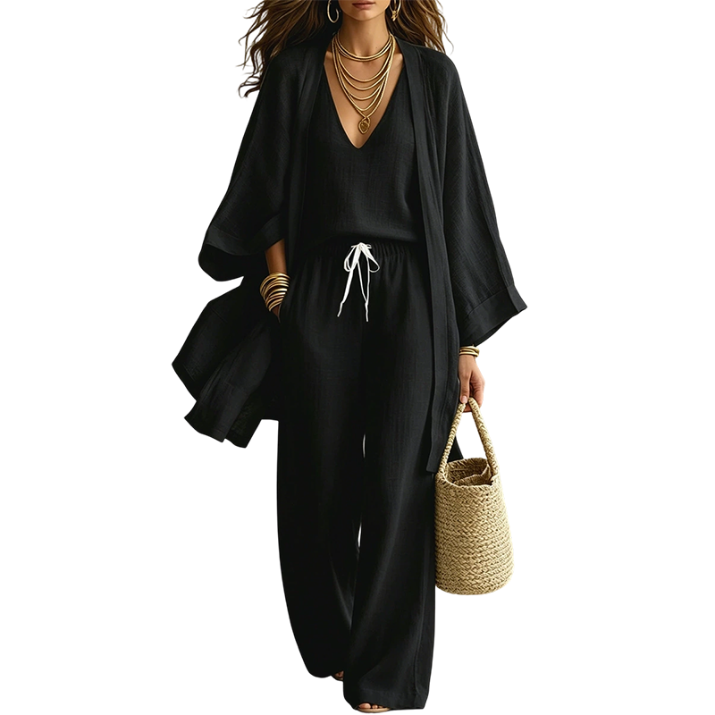 Driedelige set voor dames: vest, hemdtop en broek