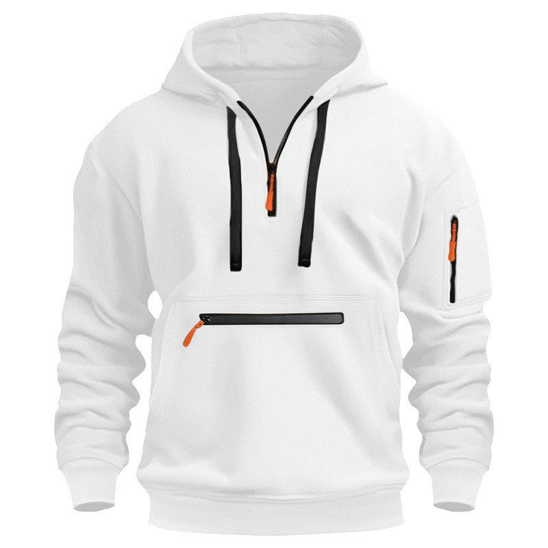 Warme utility-hoodie met kwartrits voor heren
