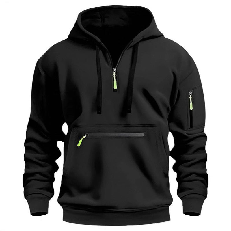 Warme utility-hoodie met kwartrits voor heren