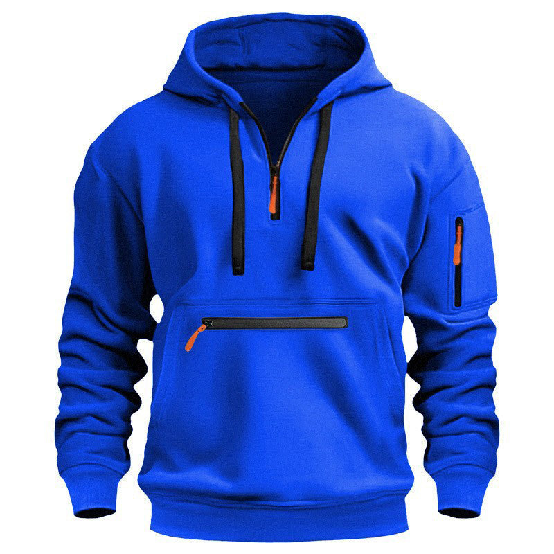 Warme utility-hoodie met kwartrits voor heren