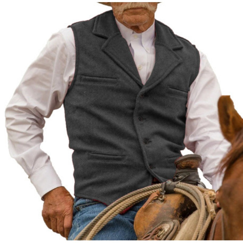 Heren Vintage Revers Viskraal Tweed Gilet