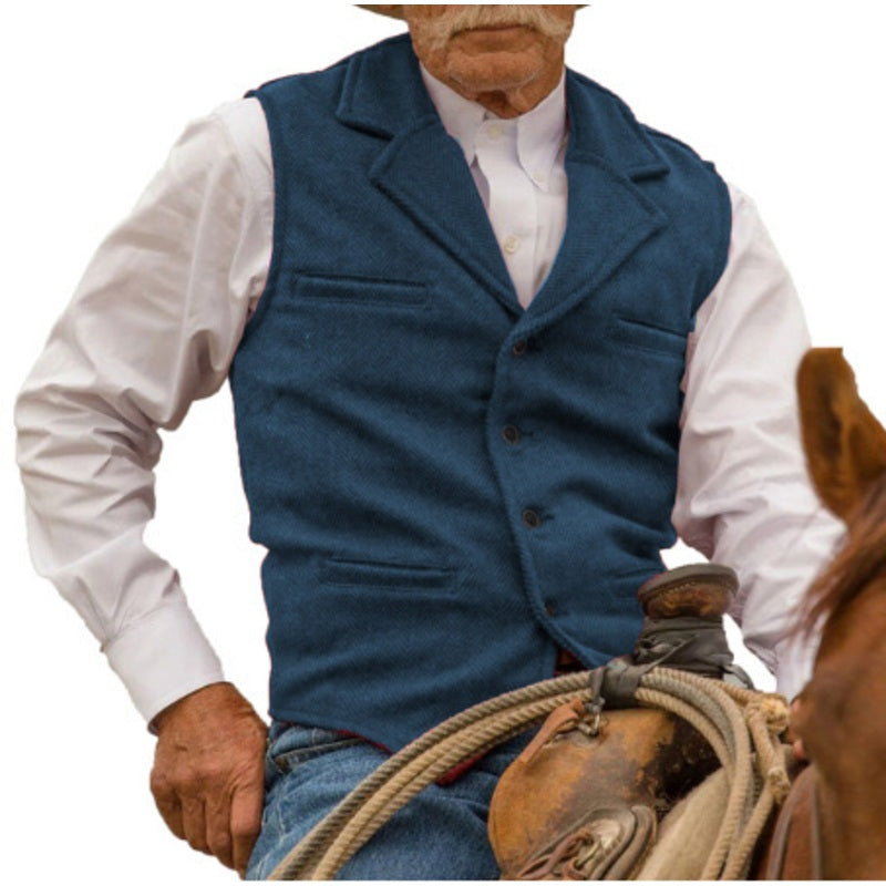 Heren Vintage Revers Viskraal Tweed Gilet