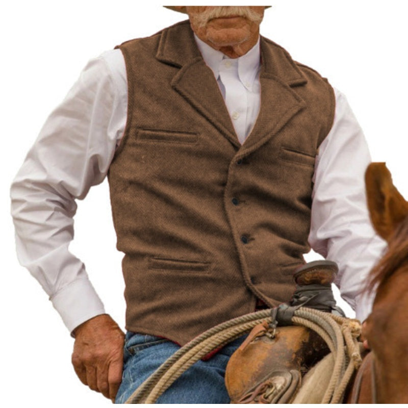 Heren Vintage Revers Viskraal Tweed Gilet
