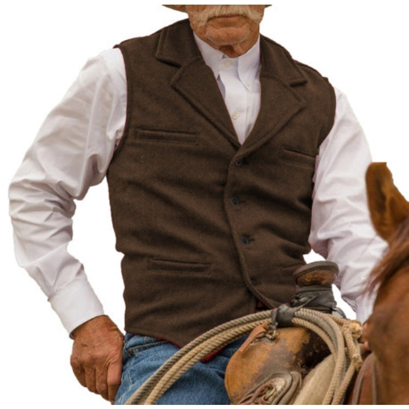 Heren Vintage Revers Viskraal Tweed Gilet