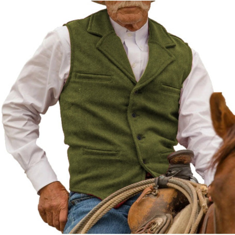 Heren Vintage Revers Viskraal Tweed Gilet