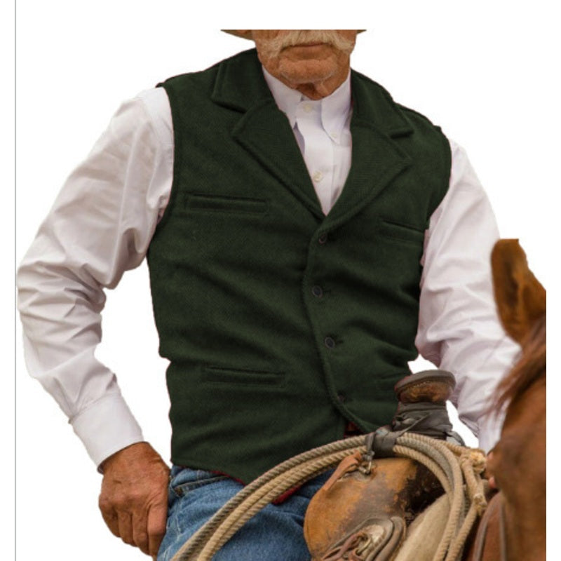 Heren Vintage Revers Viskraal Tweed Gilet