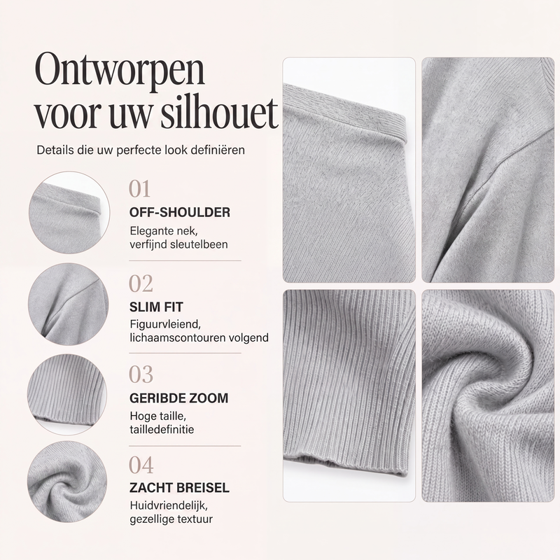 😍Off-shoulder geribbelde gebreide trui voor dames