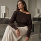 😍Off-shoulder geribbelde gebreide trui voor dames