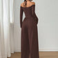 👗Elegante halsdiep V-hals jumpsuit voor dames