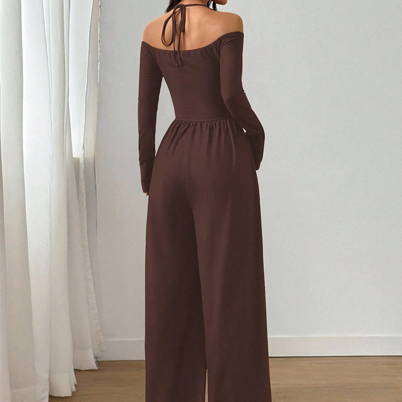 👗Elegante halsdiep V-hals jumpsuit voor dames