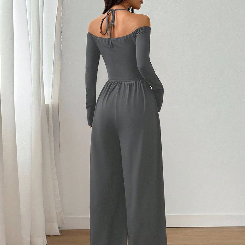 👗Elegante halsdiep V-hals jumpsuit voor dames