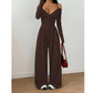👗Elegante halsdiep V-hals jumpsuit voor dames