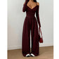 👗Elegante halsdiep V-hals jumpsuit voor dames