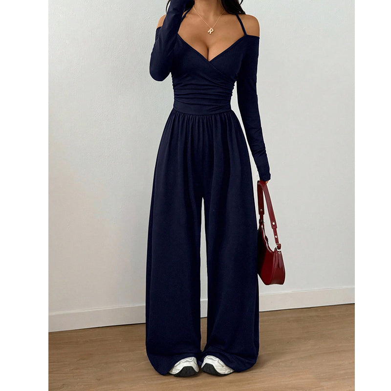 👗Elegante halsdiep V-hals jumpsuit voor dames