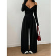 👗Elegante halsdiep V-hals jumpsuit voor dames