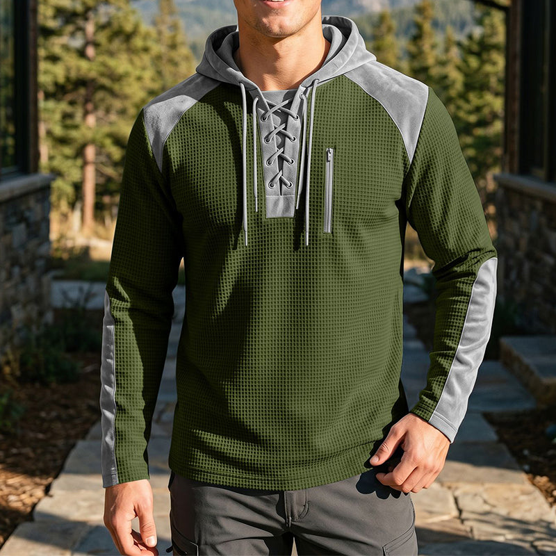 🔥 Tijdelijke Aanbieding ✨ Heren Gebreide Hoodie met Kleurenblokpatroon 🧥 Trendy Design, Zachte Textuur & Comfortabele Pasvorm