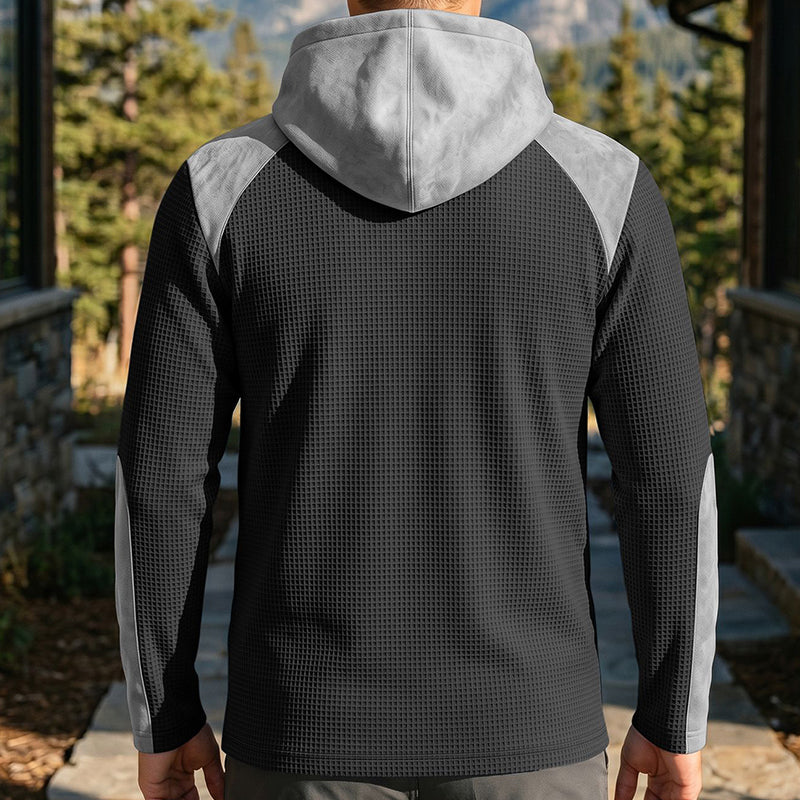 🔥 Tijdelijke Aanbieding ✨ Heren Gebreide Hoodie met Kleurenblokpatroon 🧥 Trendy Design, Zachte Textuur & Comfortabele Pasvorm