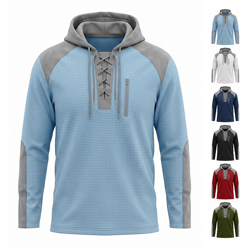 🔥 Tijdelijke Aanbieding ✨ Heren Gebreide Hoodie met Kleurenblokpatroon 🧥 Trendy Design, Zachte Textuur & Comfortabele Pasvorm