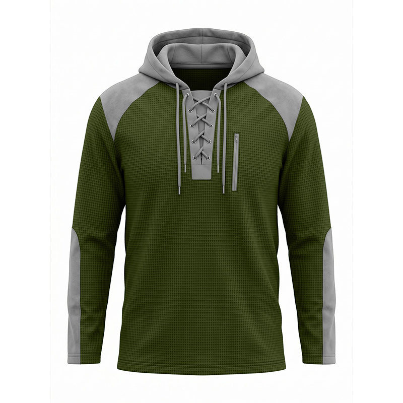 🔥 Tijdelijke Aanbieding ✨ Heren Gebreide Hoodie met Kleurenblokpatroon 🧥 Trendy Design, Zachte Textuur & Comfortabele Pasvorm