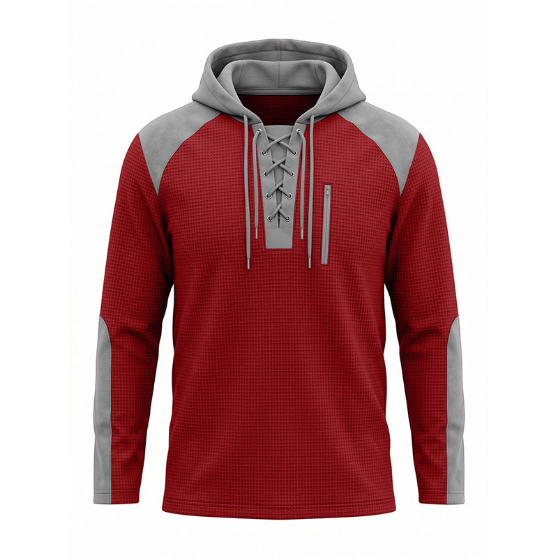 🔥 Tijdelijke Aanbieding ✨ Heren Gebreide Hoodie met Kleurenblokpatroon 🧥 Trendy Design, Zachte Textuur & Comfortabele Pasvorm