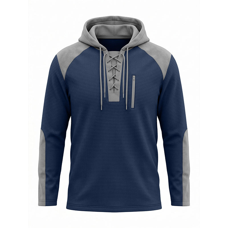 🔥 Tijdelijke Aanbieding ✨ Heren Gebreide Hoodie met Kleurenblokpatroon 🧥 Trendy Design, Zachte Textuur & Comfortabele Pasvorm