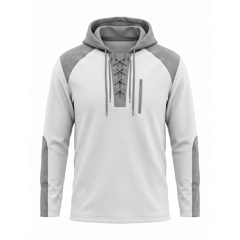 🔥 Tijdelijke Aanbieding ✨ Heren Gebreide Hoodie met Kleurenblokpatroon 🧥 Trendy Design, Zachte Textuur & Comfortabele Pasvorm