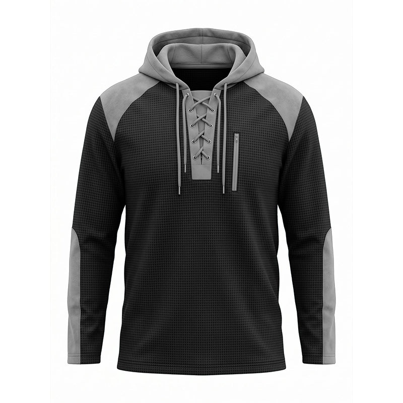 🔥 Tijdelijke Aanbieding ✨ Heren Gebreide Hoodie met Kleurenblokpatroon 🧥 Trendy Design, Zachte Textuur & Comfortabele Pasvorm