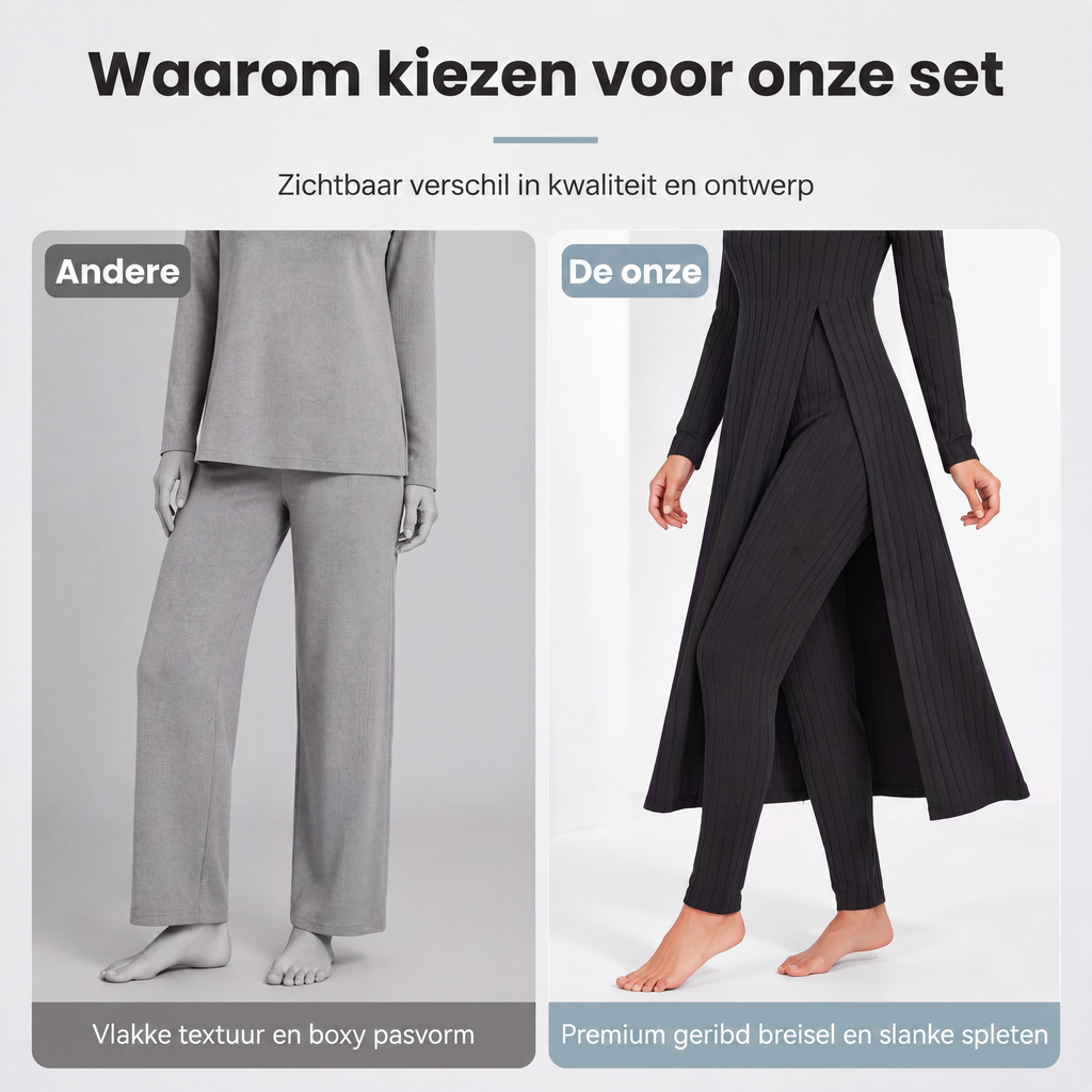 🔥Casual zachte geribbelde gebreide tweedelige set voor dames