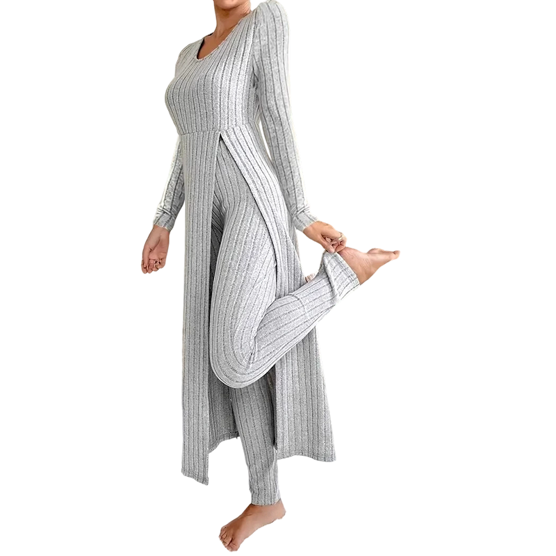 🔥Casual zachte geribbelde gebreide tweedelige set voor dames