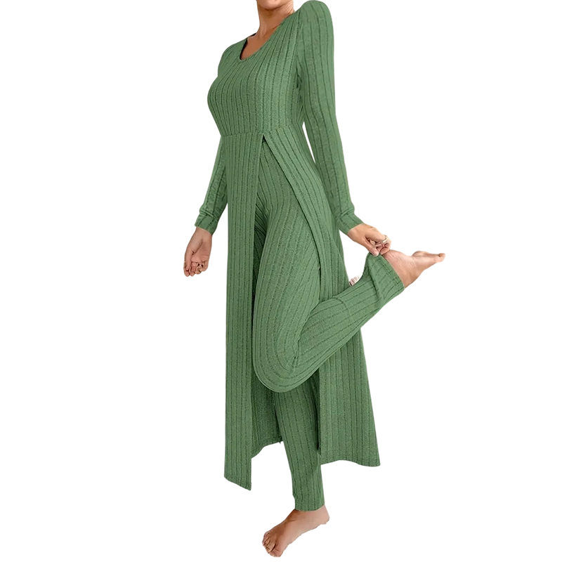 🔥Casual zachte geribbelde gebreide tweedelige set voor dames