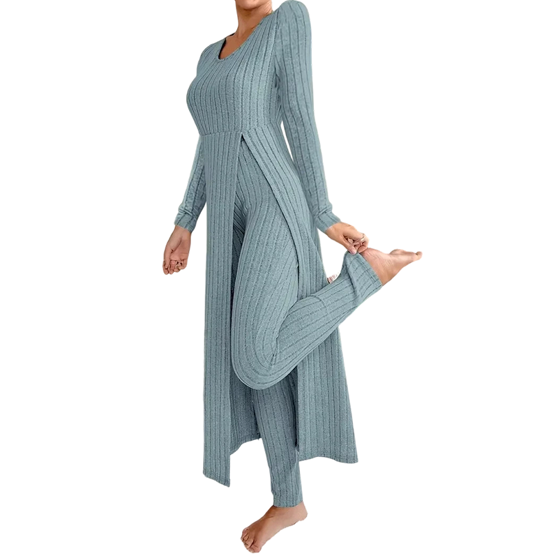 🔥Casual zachte geribbelde gebreide tweedelige set voor dames