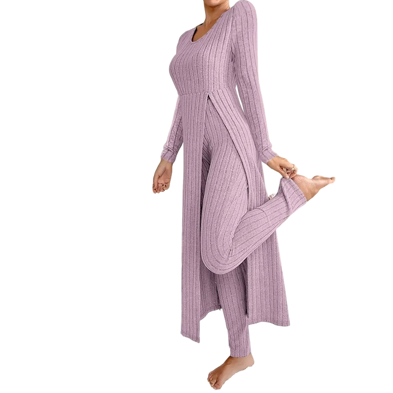 🔥Casual zachte geribbelde gebreide tweedelige set voor dames