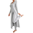 ✨ Gemakkelijk dagelijks comfort | 2-delige set voor dames van een geribbelde langwerpige top en slim-fit broek