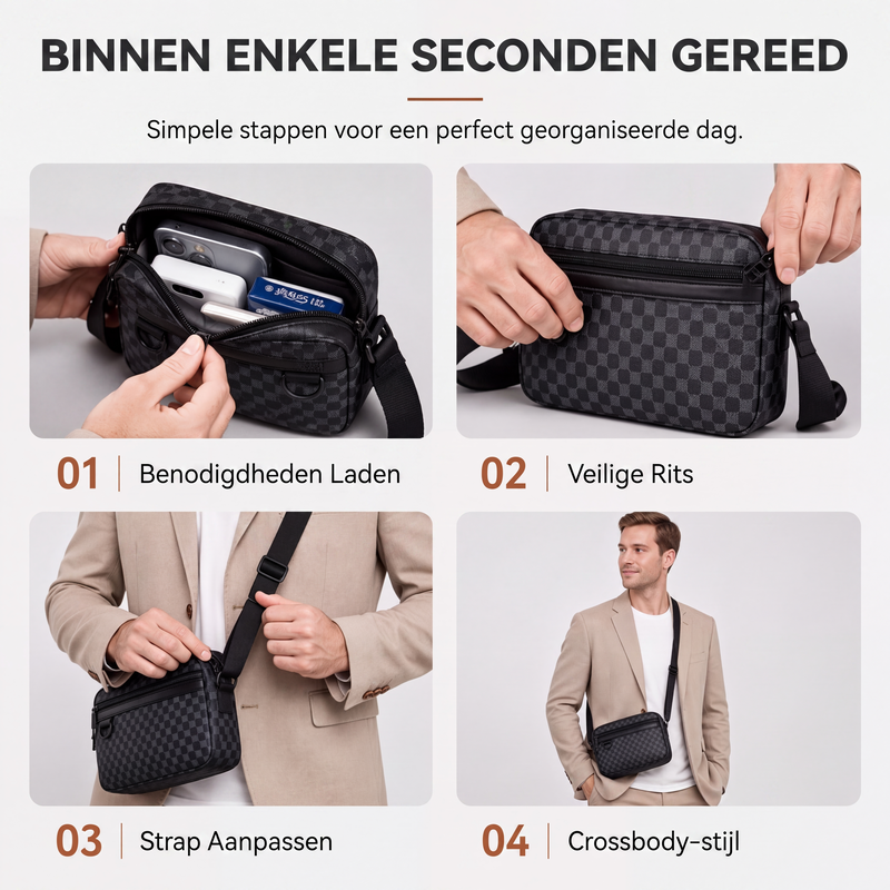 🔥 Tijdelijke Aanbieding ✨ Heren Vierkante Crossbodytas van PU-Leer 👜 Stijlvol Design, Praktische Opbergruimte & Comfortabel Draaggemak