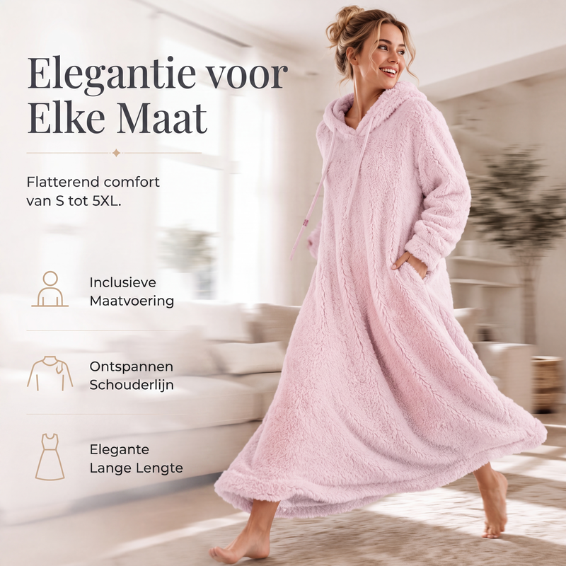 🔥Gratis verzending✈️Casuele pluche loungejurk met capuchon voor dames