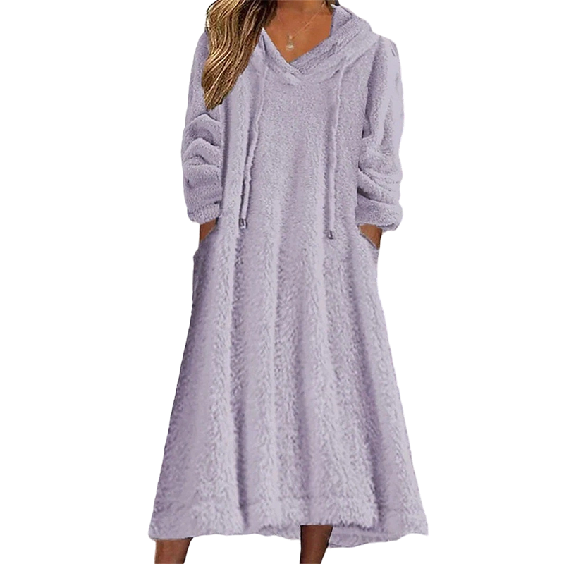 🔥Gratis verzending✈️Casuele pluche loungejurk met capuchon voor dames