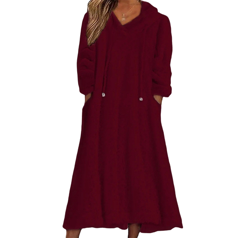 🔥Gratis verzending✈️Casuele pluche loungejurk met capuchon voor dames