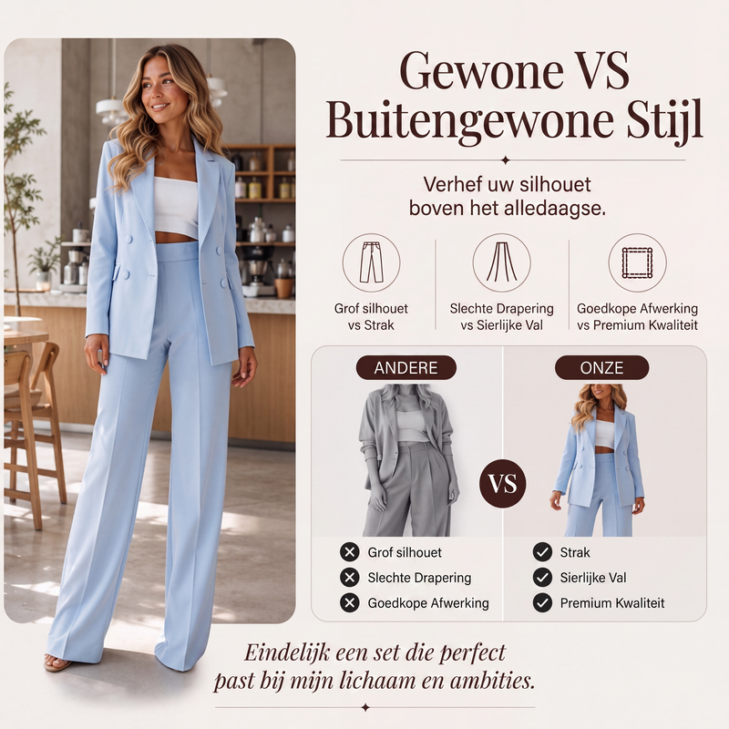 🔥Gratis verzending✈️ Elegante Dames Blazer & Broek Set 👩‍💼 Chique Uitstraling, Comfortabele Pasvorm & Perfecte Office Look