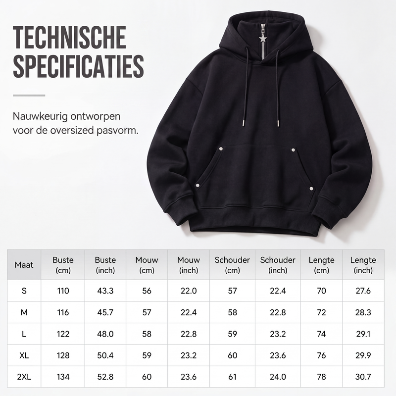 😍✨Heren casual hoodie met hoge kraag en losse pasvorm