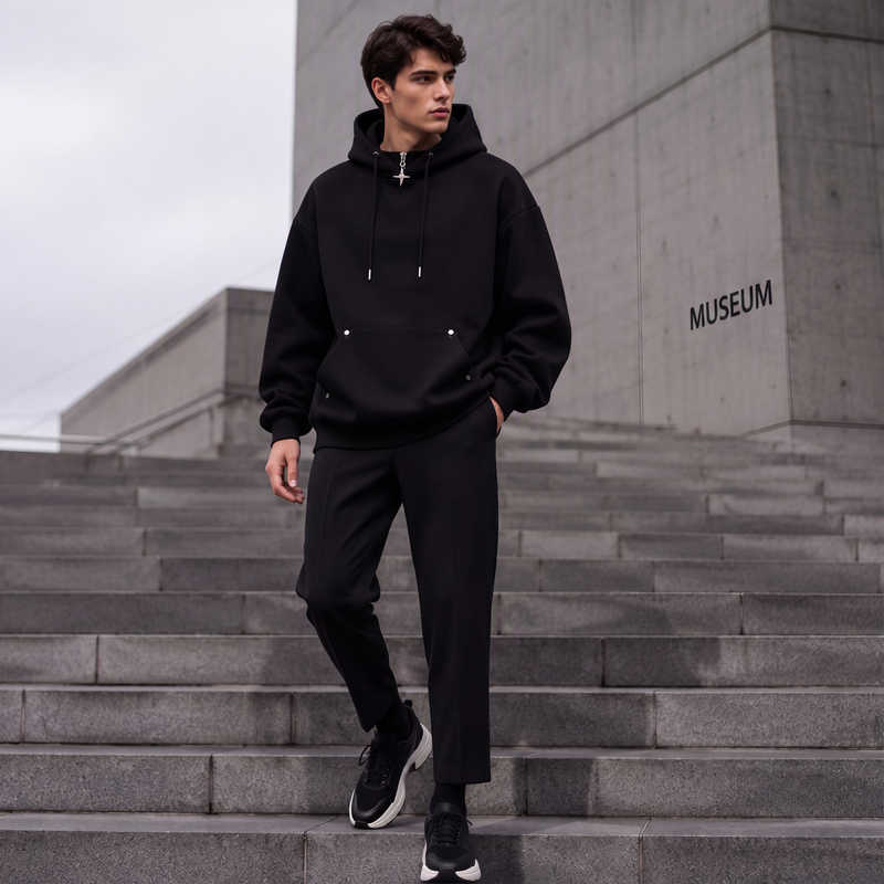 😍✨Heren casual hoodie met hoge kraag en losse pasvorm